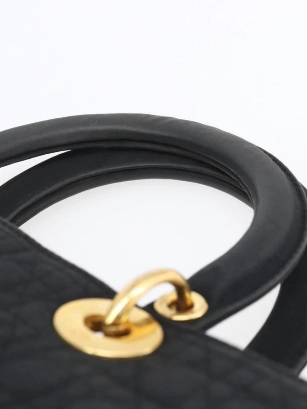 Christian Dior Canage Hand Bag Nylon Black Gold Auth - Picture 9 of 15